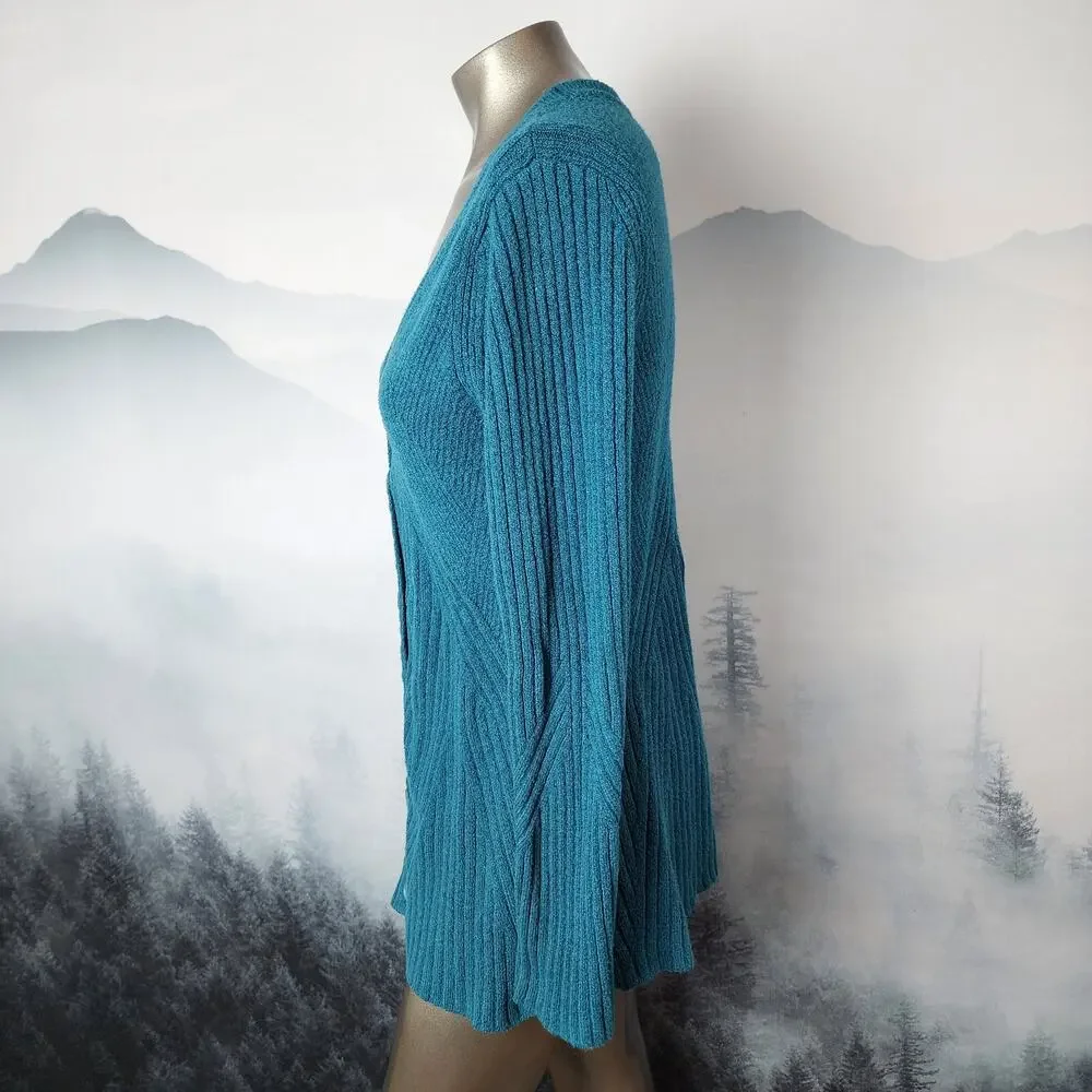 Cabi Deco V-Neck Knit Teal Cardigan | Women's Medium